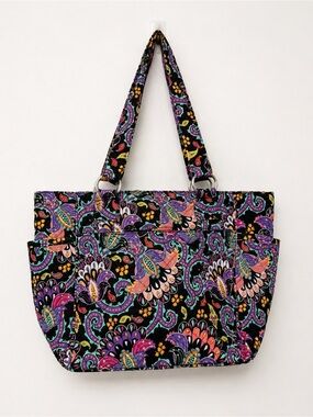 Waverly Inspirations Boho Quilted Paisley Tote Bag Multicolor Shoulder Purse